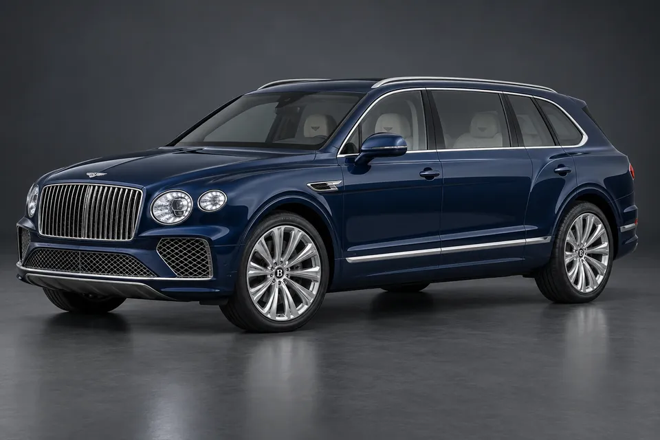 AI-generated studio illustration of a 2023 Bentley Bentayga Extended Wheelbase, front-left three-quarter view.
