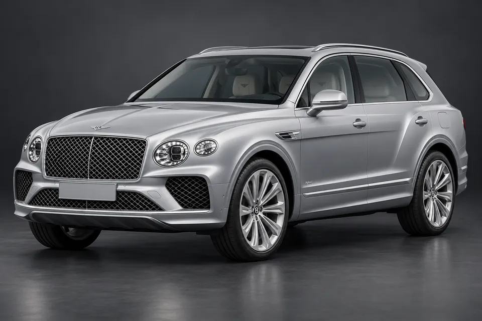 AI-generated studio illustration of a 2022 Bentley Bentayga Hybrid, front-left three-quarter view.