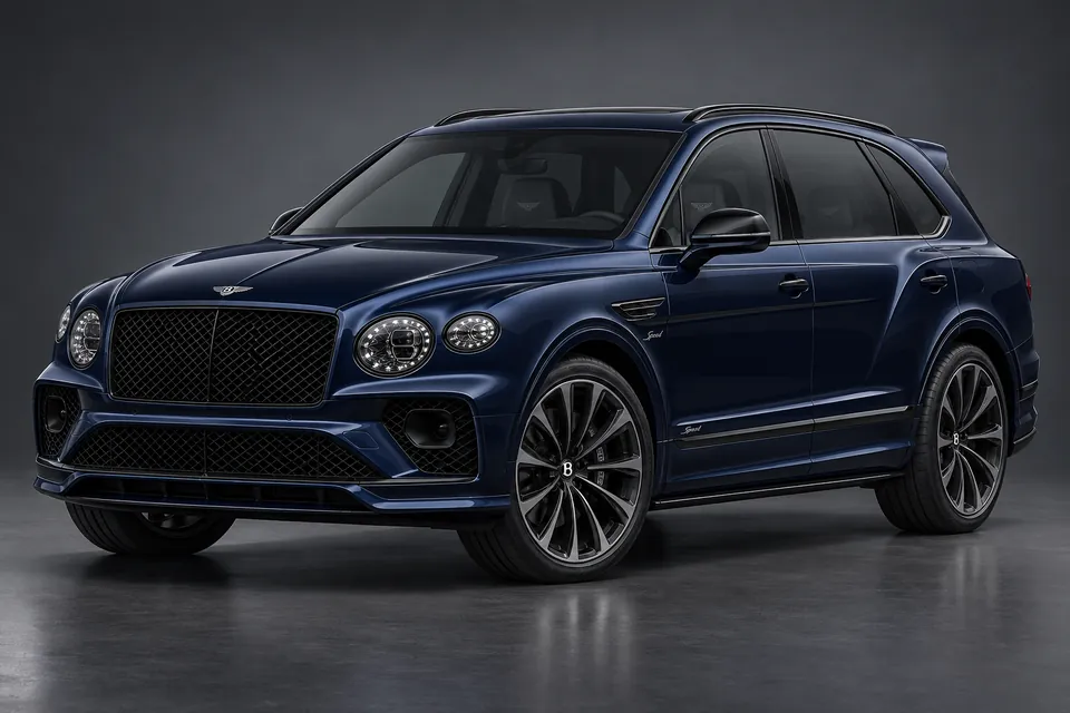 AI-generated studio illustration of a 2025 Bentley Bentayga Speed V8, front-left three-quarter view.