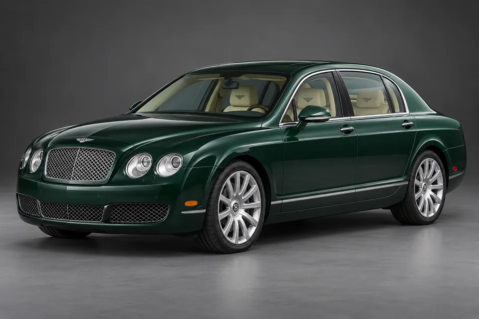 AI-generated illustration of a 2006 Bentley Continental Flying Spur W12 first-generation sedan in front-left three-quarter view.