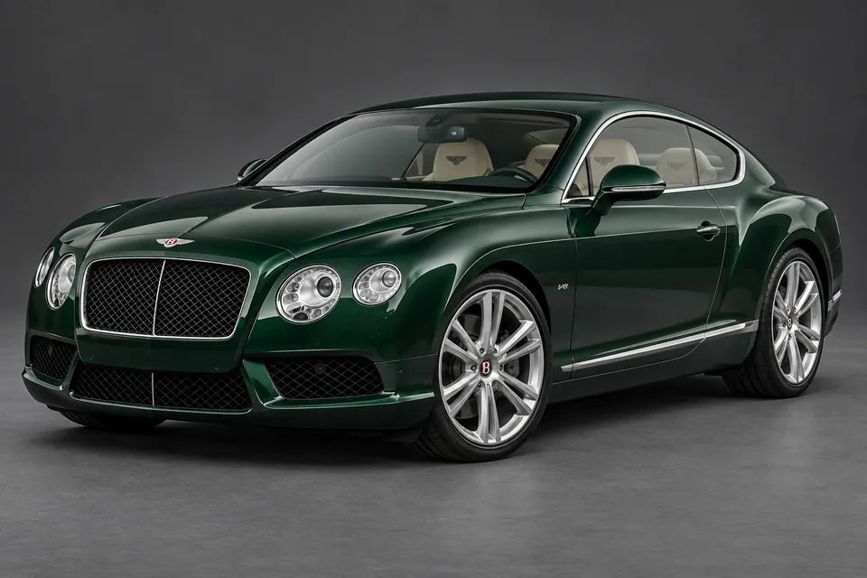 AI-generated illustration of a 2013 Bentley Continental GT V8 second-generation coupe in front-left three-quarter view.
