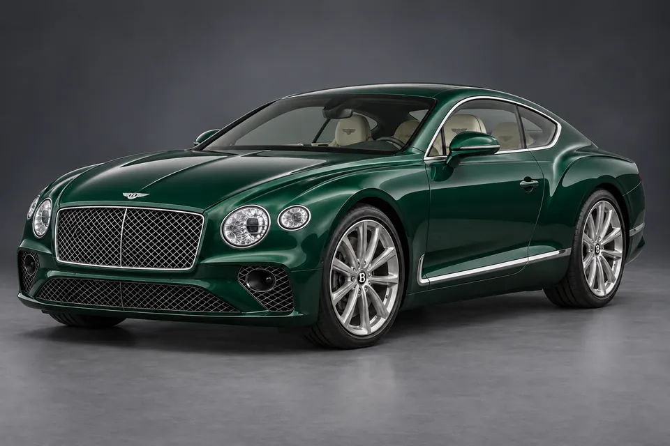 AI-generated illustration of a 2020 Bentley Continental GT V8 third-generation coupe in front-left three-quarter view.
