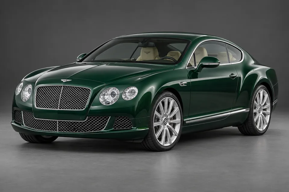 AI-generated illustration of a 2012 Bentley Continental GT W12 second-generation coupe in front-left three-quarter view.