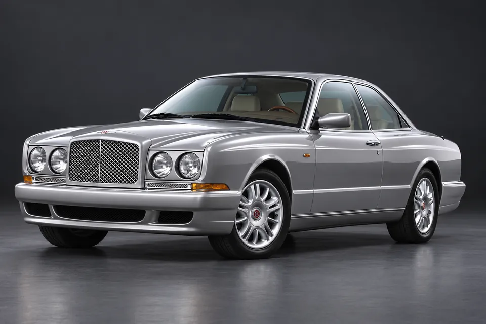 AI-generated studio illustration of a 1995 Bentley Continental R, front-left three-quarter view.