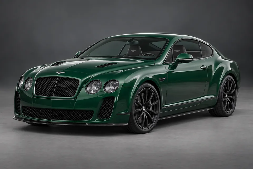 AI-generated illustration of a 2009 Bentley Continental Supersports W12 first-generation coupe in front-left three-quarter view.