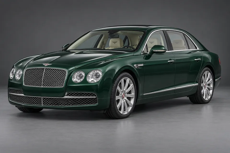 AI-generated illustration of a 2015 Bentley Flying Spur V8 second-generation sedan in front-left three-quarter view.