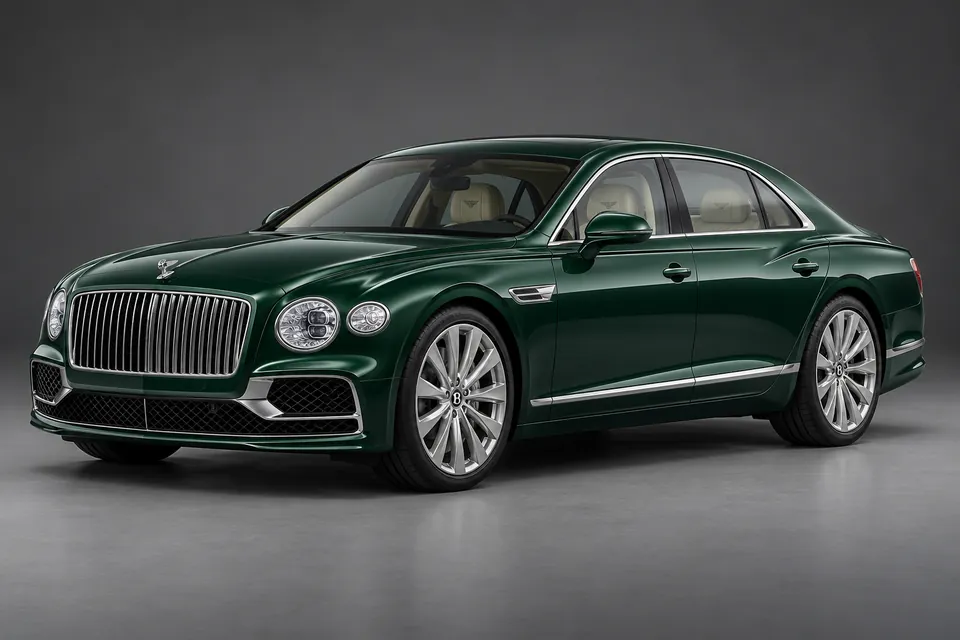 AI-generated illustration of a 2021 Bentley Flying Spur V8 third-generation sedan in front-left three-quarter view.