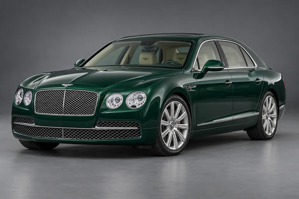 AI-generated illustration of a 2014 Bentley Flying Spur W12 second-generation sedan in front-left three-quarter view.