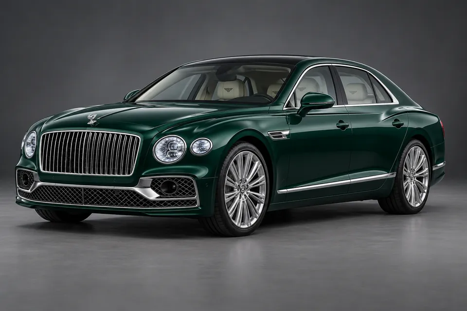 AI-generated illustration of a 2020 Bentley Flying Spur W12 third-generation sedan in front-left three-quarter view.