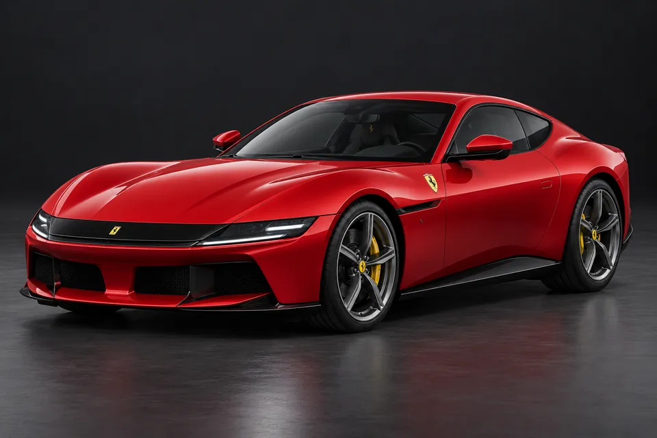 AI-generated front-left illustration of Ferrari 12cilindri.