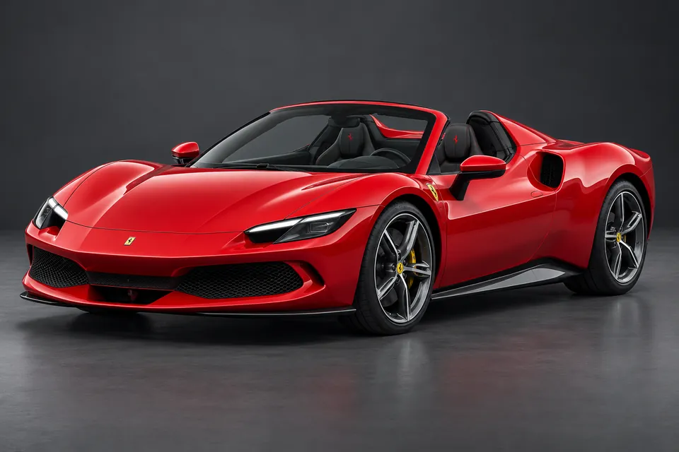 AI-generated front three-quarter illustration of Ferrari 296 gts.