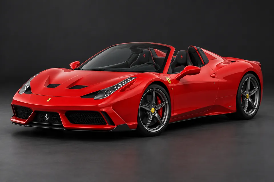 AI-generated front three-quarter illustration of Ferrari 458 speciale a.