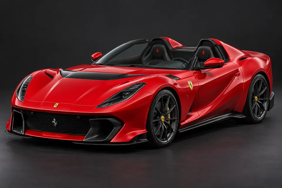 AI-generated front three-quarter illustration of Ferrari 812 competizione a.