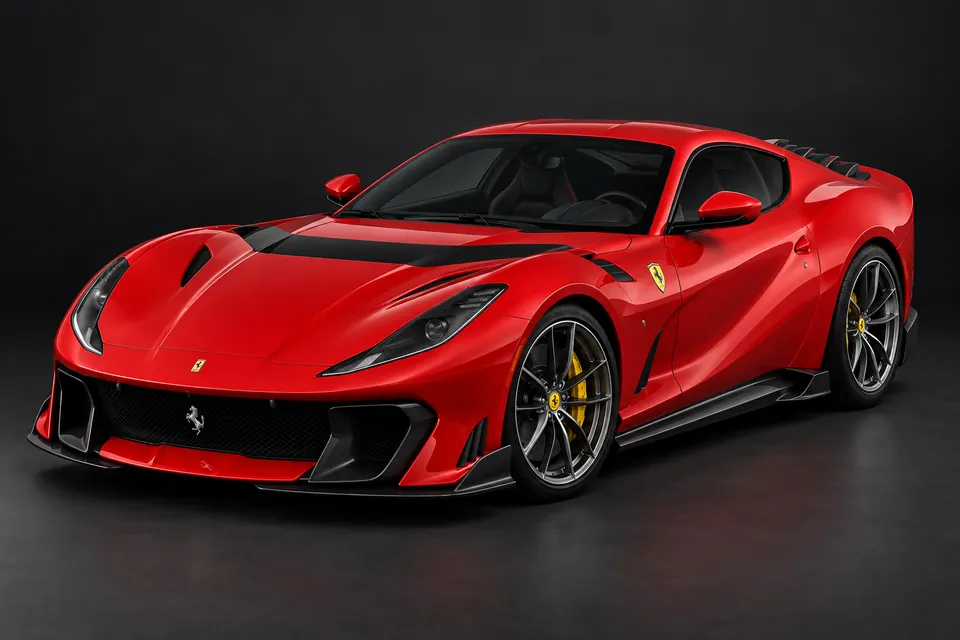 AI-generated front three-quarter illustration of Ferrari 812 competizione.