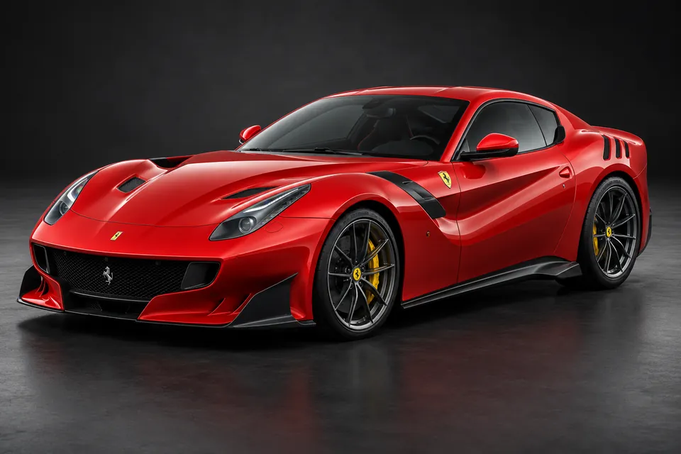 AI-generated front three-quarter illustration of Ferrari f12tdf.