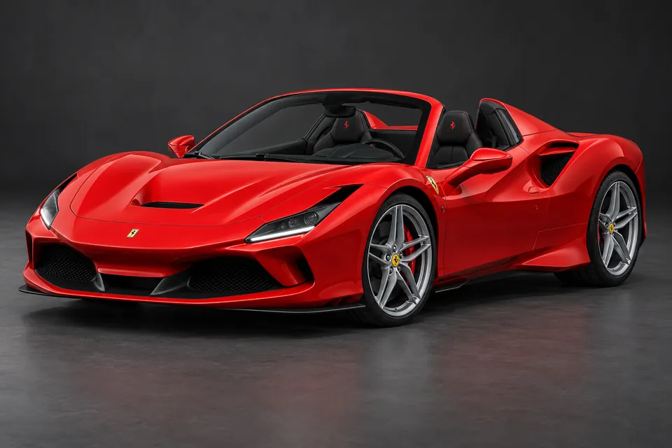 AI-generated front three-quarter illustration of Ferrari f8 spider.