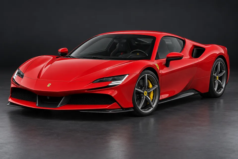 AI-generated front-left illustration of Ferrari SF90 stradale.