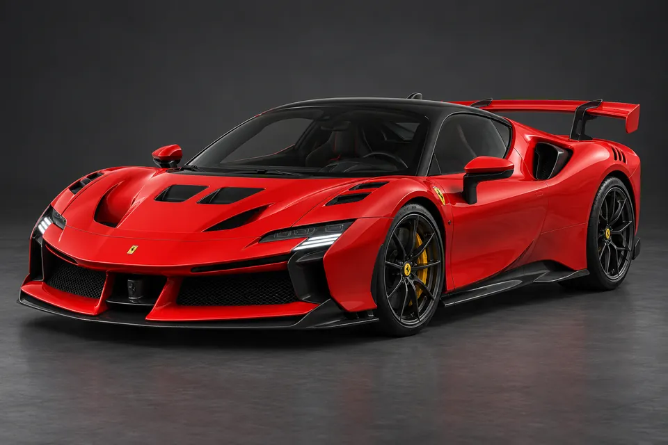 AI-generated front-left illustration of Ferrari SF90 xx stradale.