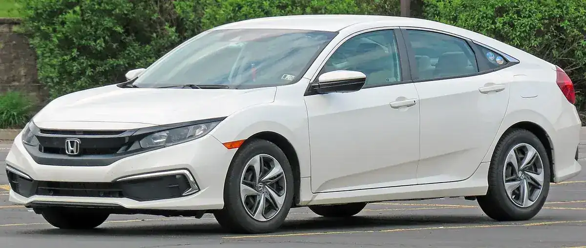 White 2019 Honda Civic LX sedan viewed from the front and side in Pennsylvania