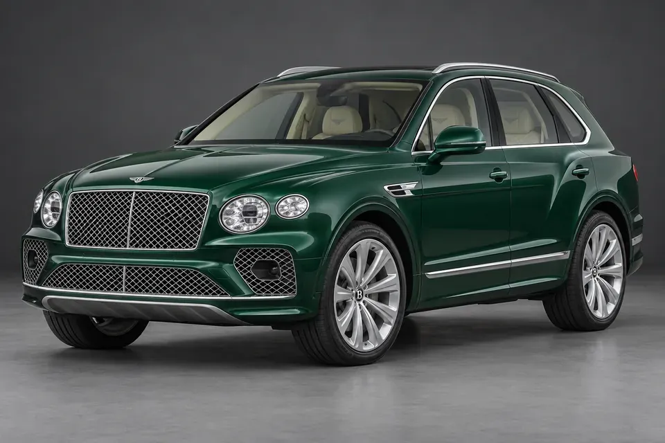 AI-generated illustration of a 2021 Bentley Bentayga V8 standard-wheelbase SUV in front-left three-quarter view.