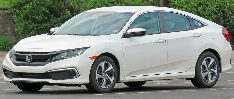 White 2019 Honda Civic LX sedan viewed from the front and side in Pennsylvania