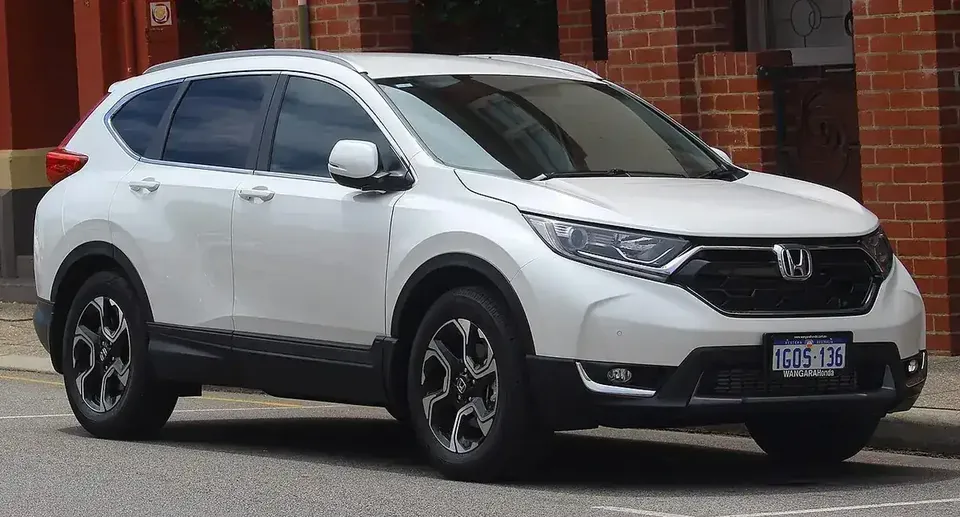 White 2018 fifth-generation Honda CR-V viewed from the front and side in Australia