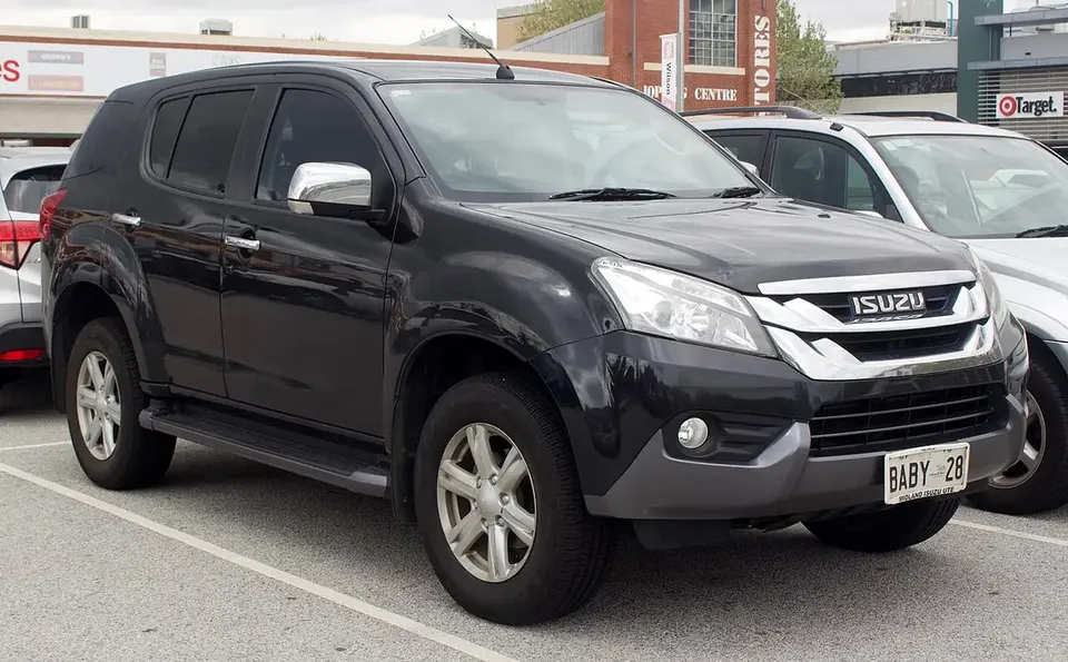 Earlier first-generation Isuzu mu-X LS-U SUV viewed from the front and side in Australia