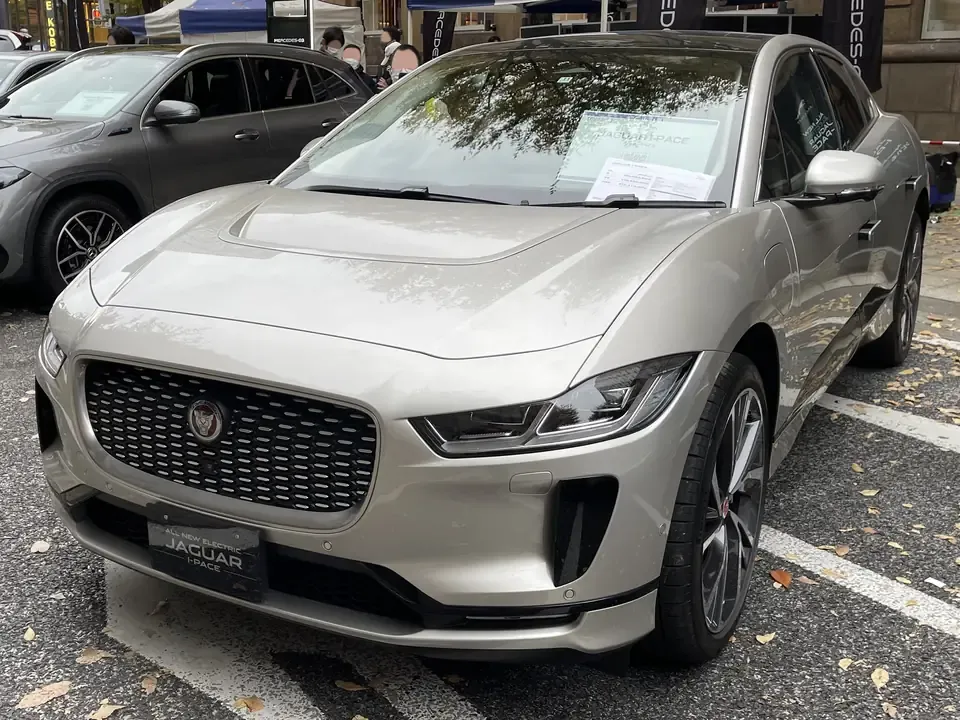 Jaguar I-PACE in a front three-quarter view.