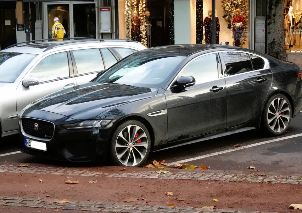 Jaguar XF in a front three-quarter view.