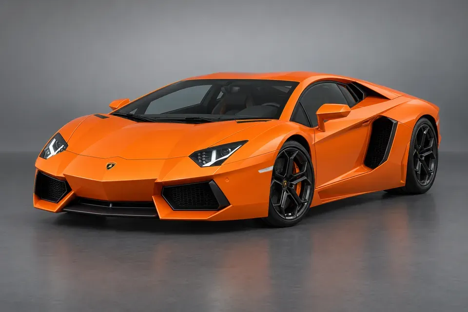AI-generated illustration of early Lamborghini Aventador LP 700-4 Coupé viewed from the front-left side.