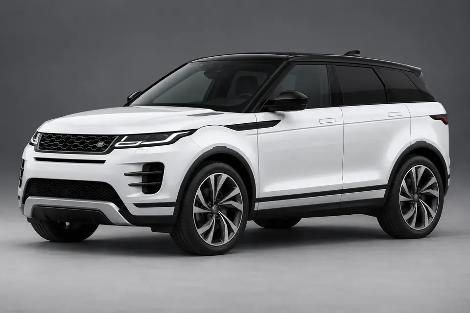 AI-generated front-left view of Range Rover Evoque L551 five-door SUV.