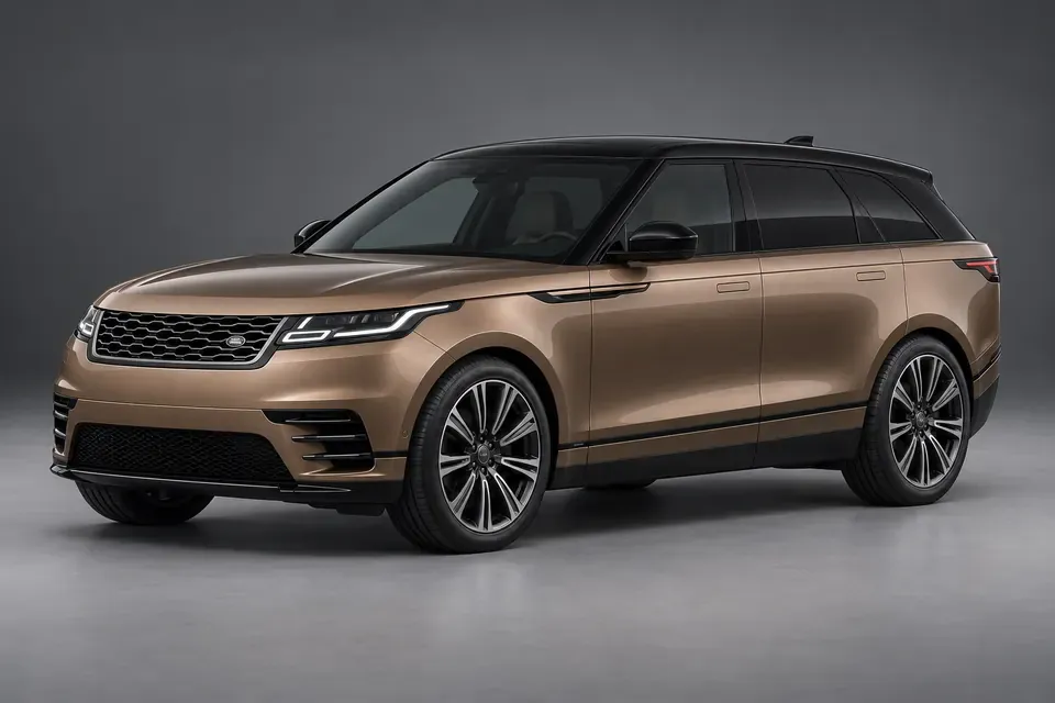 AI-generated front-left view of Range Rover Velar L560 five-door SUV.