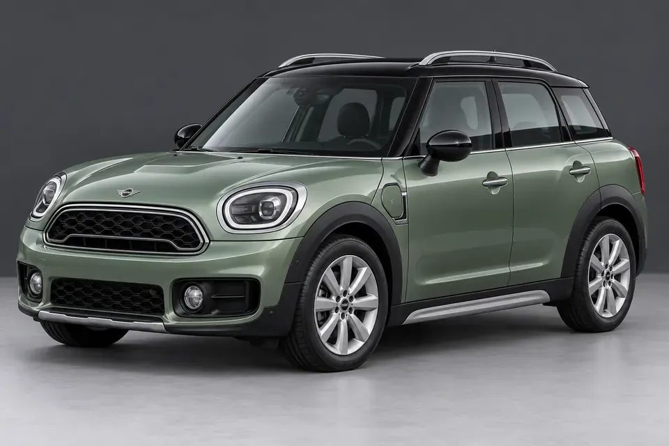 AI-generated front-three-quarter view of MINI Cooper S E Countryman ALL4 F60 plug-in-hybrid SUV.