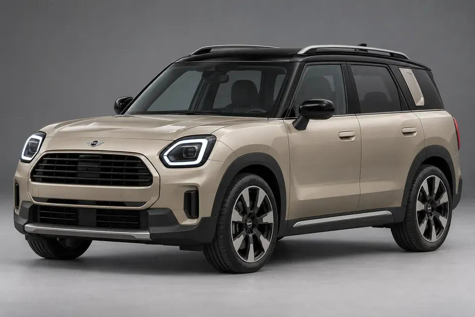 AI-generated front-three-quarter view of MINI Countryman U25 combustion-engine SUV.