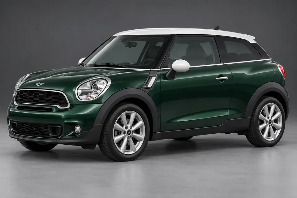 AI-generated front-three-quarter view of MINI Paceman R61 three-door crossover.