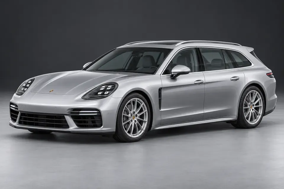AI-generated front-three-quarter view of Porsche Panamera Sport Turismo 971 estate.
