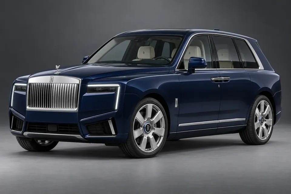 AI-generated illustration of a 2025 Rolls-Royce Cullinan Series II SUV in front-left three-quarter view.