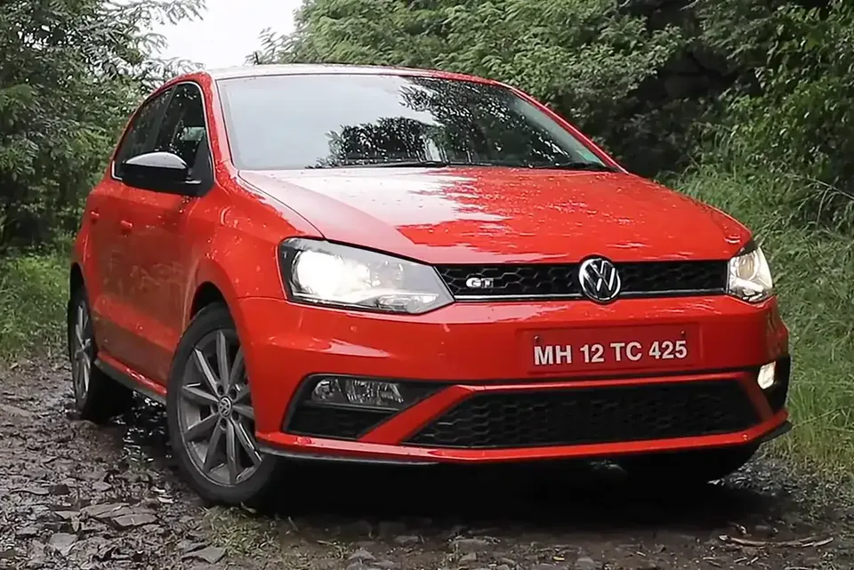 Red 2020 Indian Volkswagen Polo GT TSI viewed from the front
