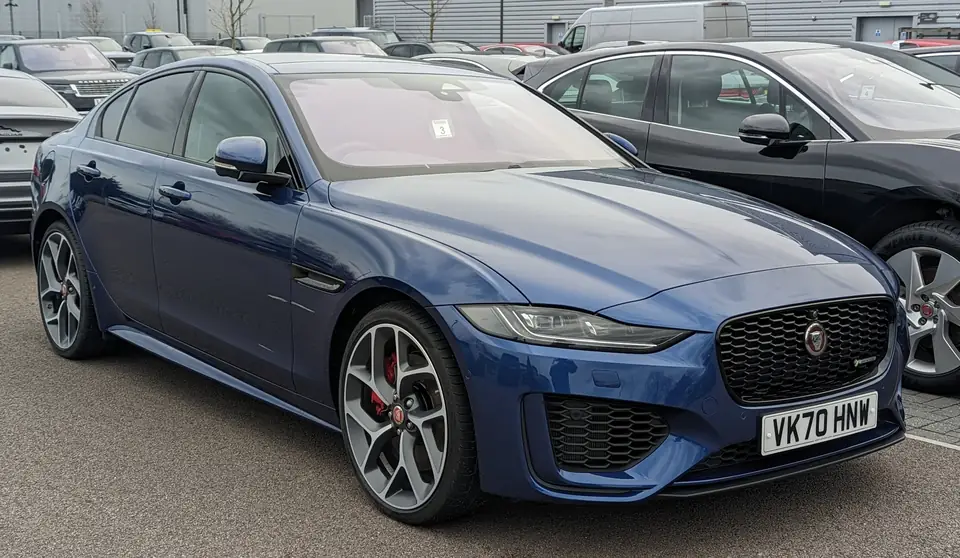 Jaguar XE in a front three-quarter view.
