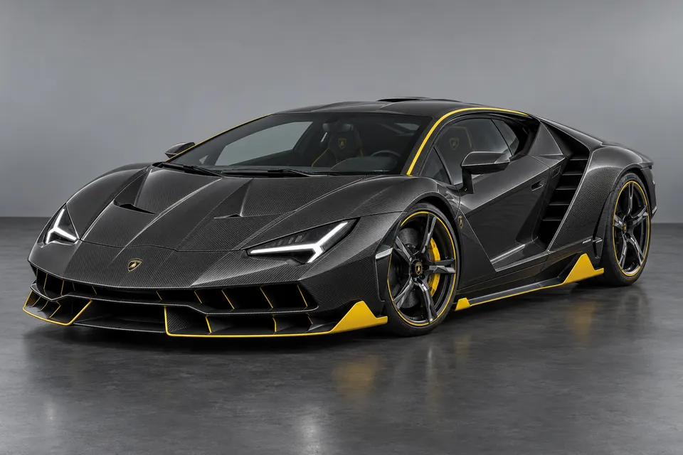 AI-generated illustration of Lamborghini Centenario Coupé viewed from the front-left side.