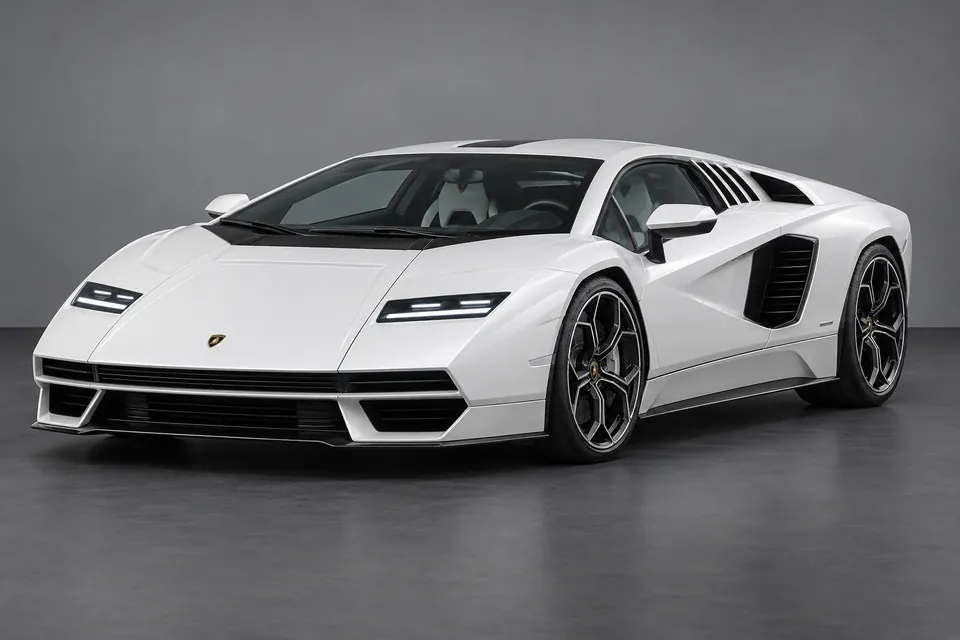 AI-generated illustration of modern Lamborghini Countach LPI 800-4 Coupé viewed from the front-left side.