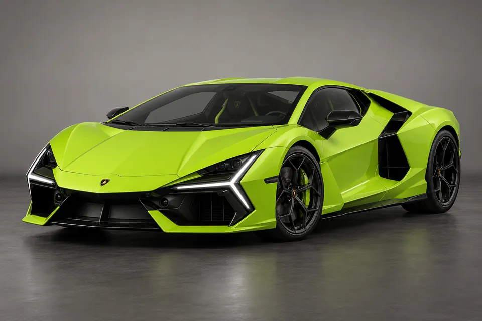 AI-generated illustration of Lamborghini Revuelto Coupé viewed from the front-left side.