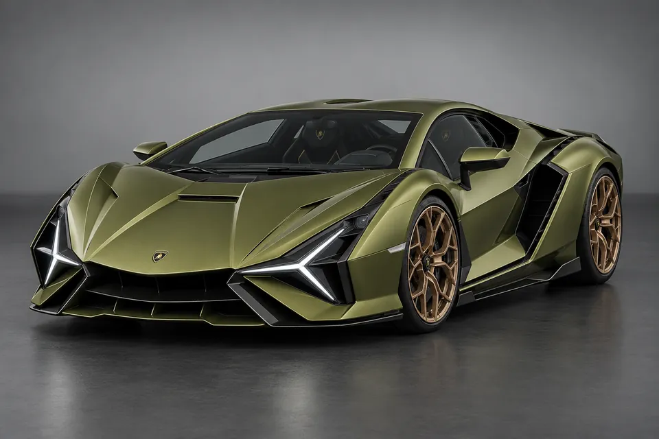 AI-generated illustration of Lamborghini Sián FKP 37 Coupé viewed from the front-left side.