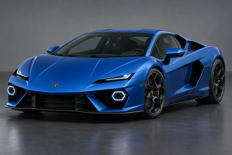 AI-generated illustration of Lamborghini Temerario Coupé viewed from the front-left side.