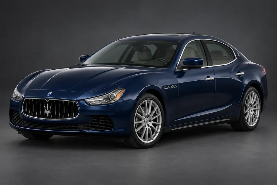 AI-generated illustration of a 2016 Maserati Ghibli Diesel sedan in front-left three-quarter view.