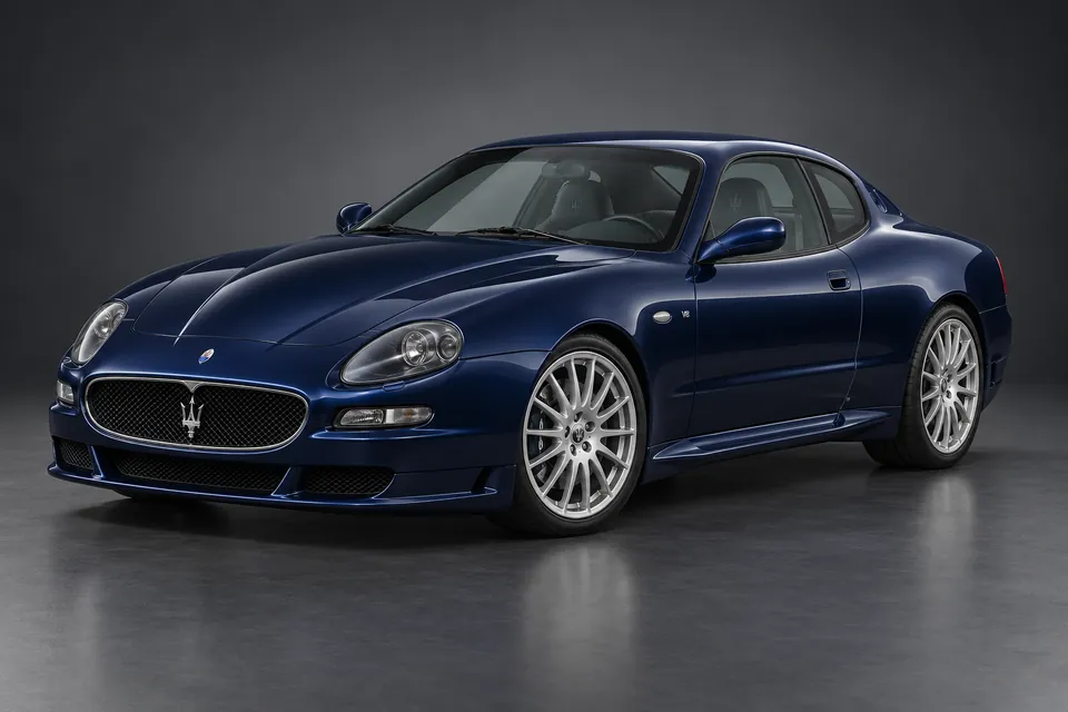 AI-generated studio illustration of Maserati GranSport Coupé (M138), front-left three-quarter view.
