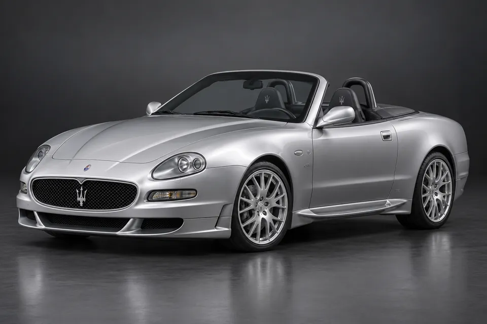 AI-generated studio illustration of Maserati GranSport Spyder (M138), front-left three-quarter view.