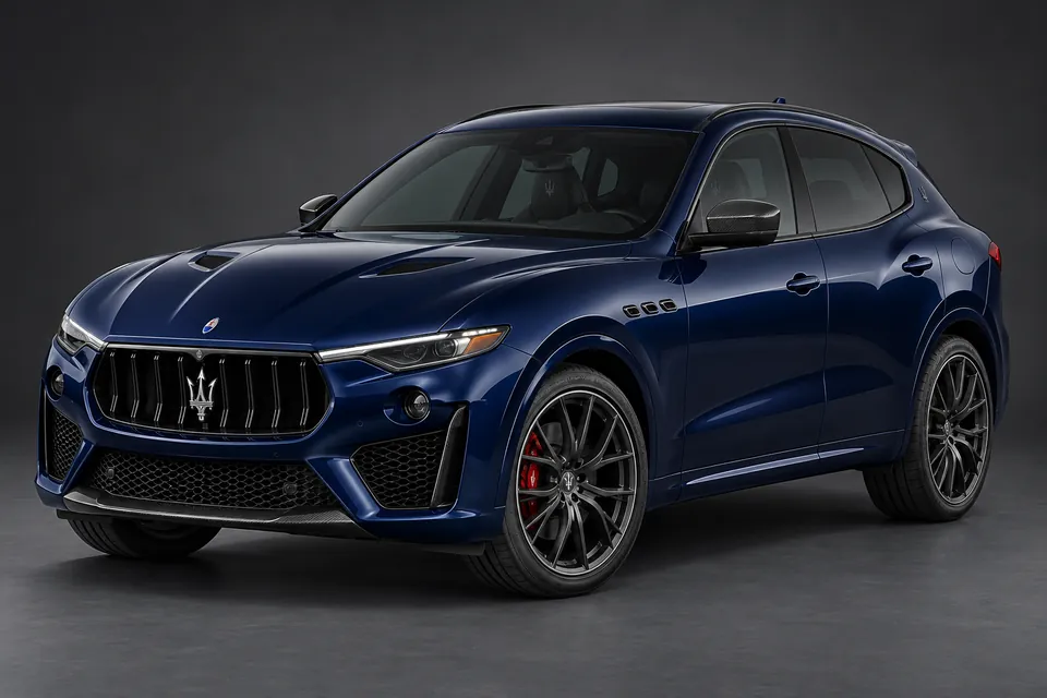 AI-generated illustration of a 2021 Maserati Levante Trofeo V8 SUV in front-left three-quarter view.