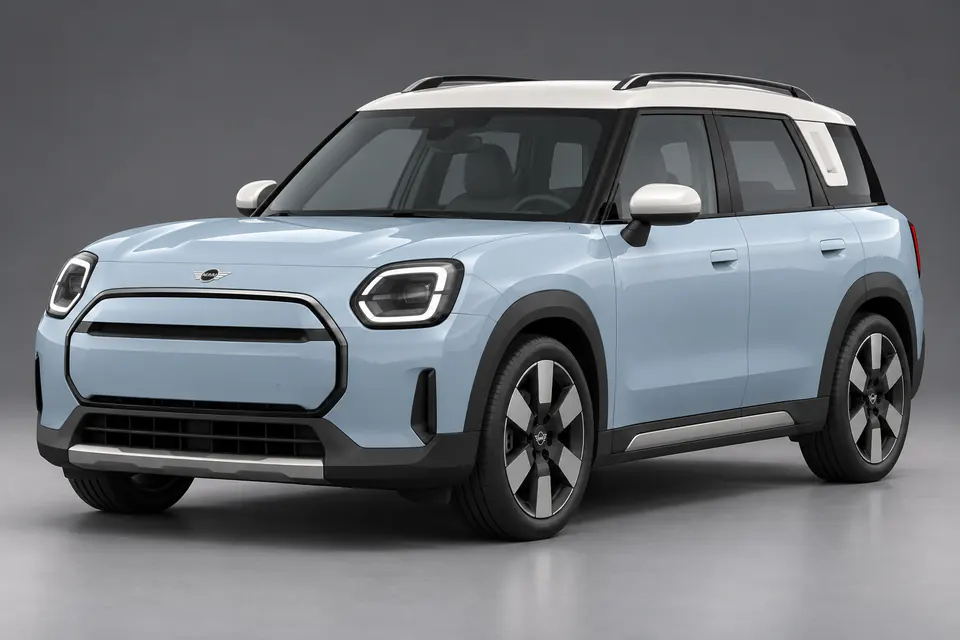 AI-generated front-three-quarter view of all-electric MINI Countryman U25 SUV.