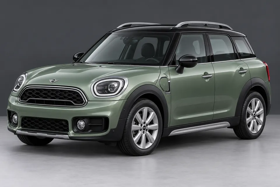 AI-generated front-three-quarter view of MINI Cooper S E Countryman ALL4 F60 plug-in-hybrid SUV.